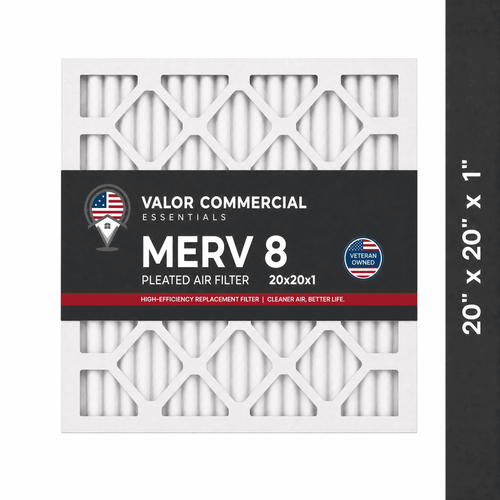 Valor Commercial Essentials MERV 8 pleated air filter, 20 x 20 x 1