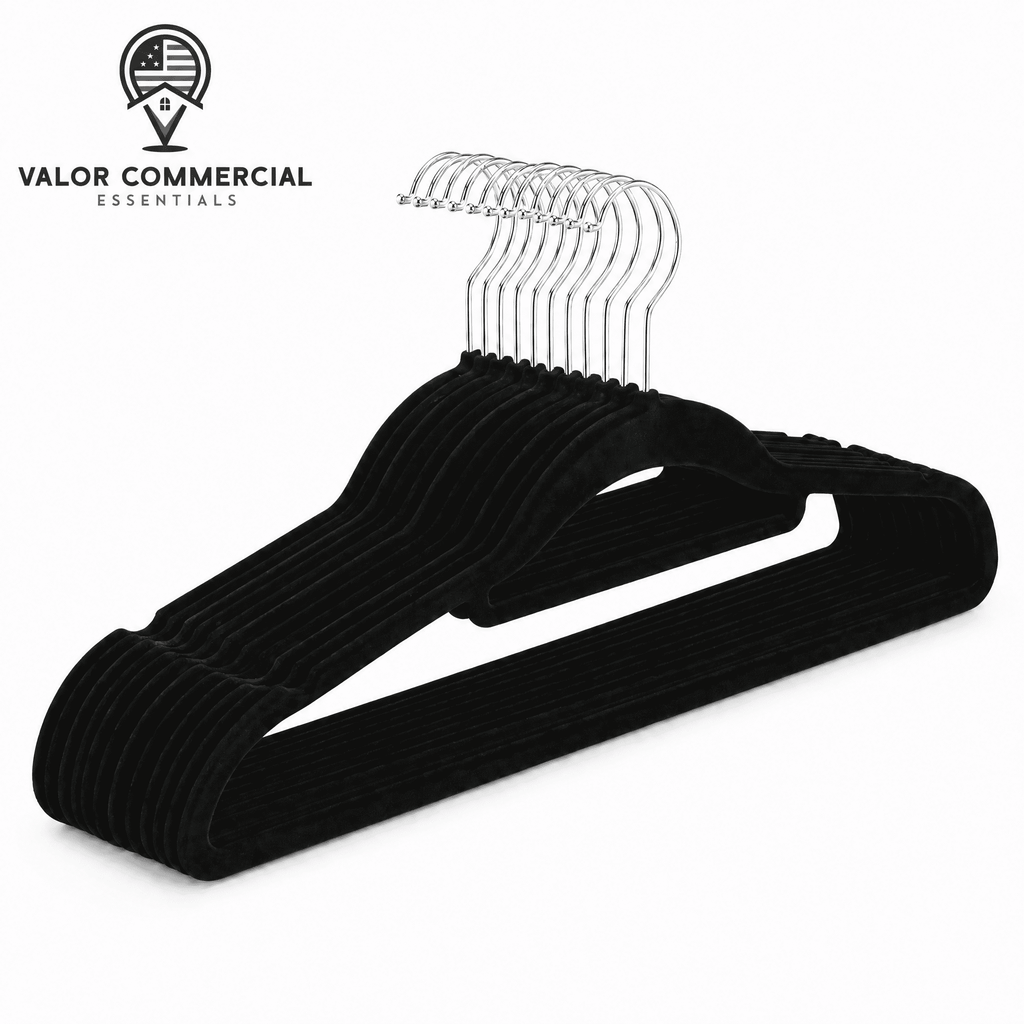 Valor Commercial Essentials black velvet hangers, 10 pack
