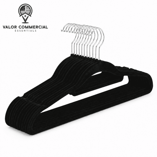 Valor Commercial Essentials black velvet hangers, 10 pack